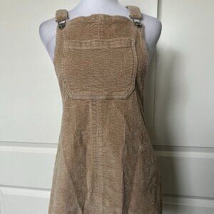 Tinseltown Tan Beige Corduroy Overall Shortalls Dress Size XS